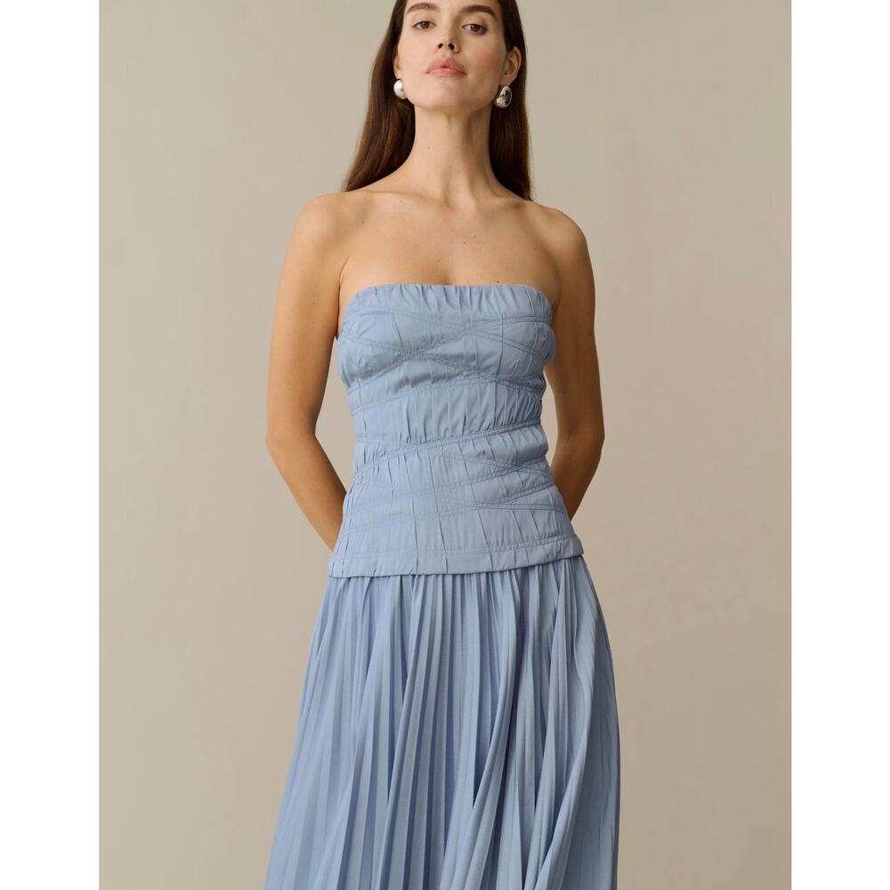 New O.P.T Ada blue strapless maxi dress $247 sz 6 - Picture 2 of 6